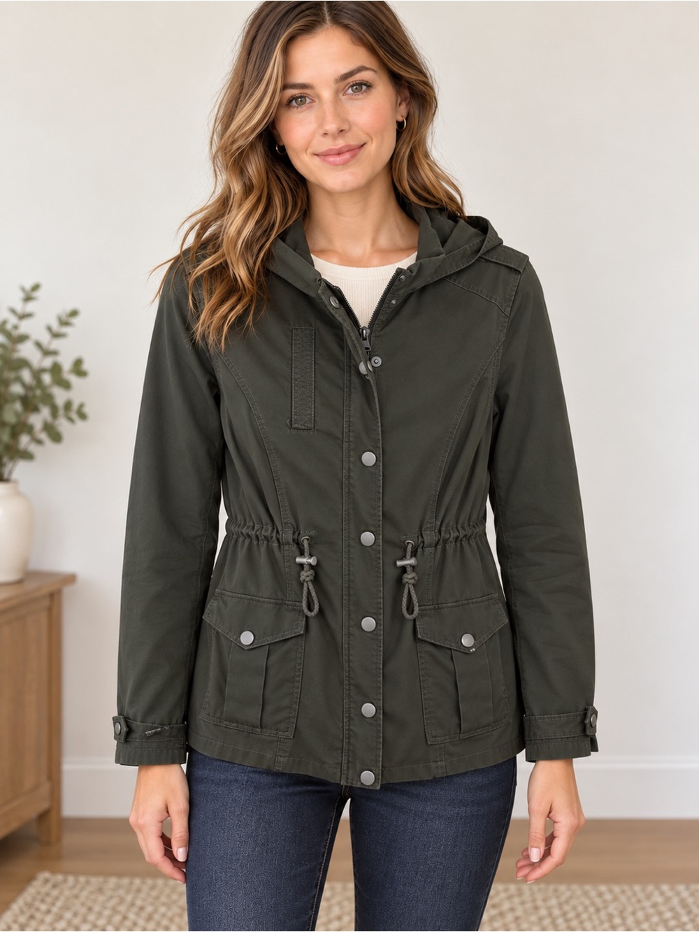 Cotton On Olive Green Hooded Utility Jacket